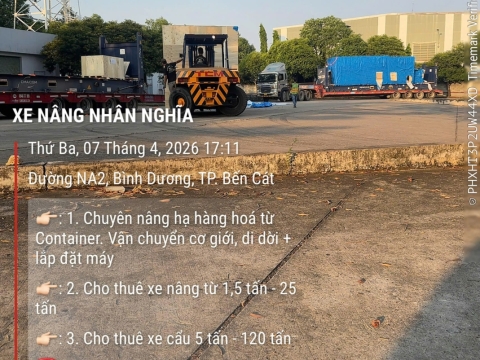Dự án nâng cẩu hàng hóa cho công ty tại Dĩ An, Bình Dương